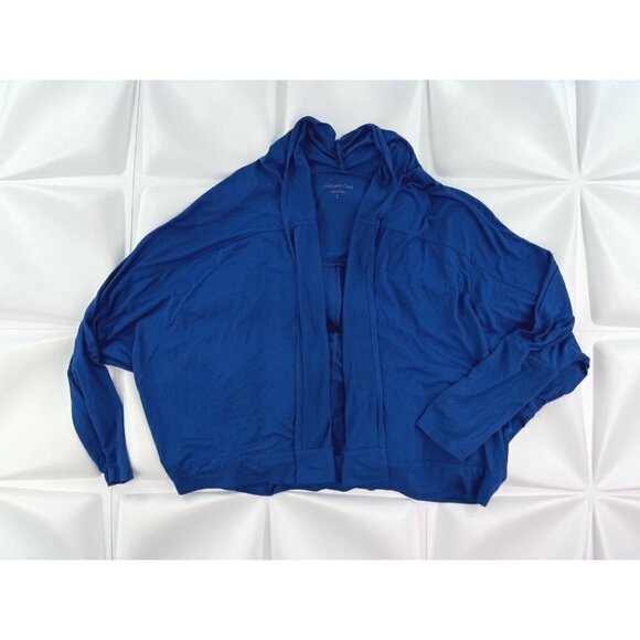 Coldwater Creek Sz S Blue Shawl Neck Cocoon Cardigan Jacket Jersey Knit Womens 8 - Picture 1 of 5